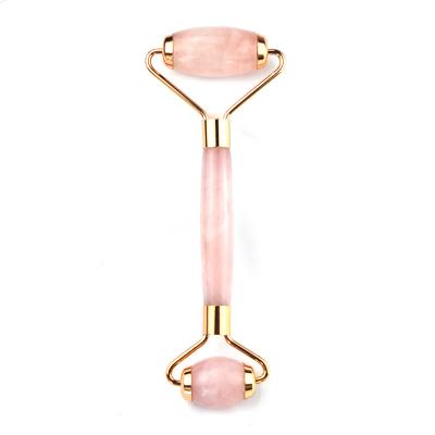 China Anti Aging Facial Roller Rose Quartz Gua Sha Massage Roller for Face Accessory for sale