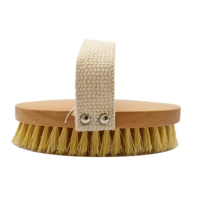 China Smell Removing Bamboo Wooden Skin Care Dry Body Brush Boar Bristles Bath Dry Brush With Handle For Dehumidification for sale