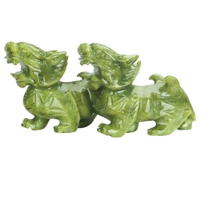 China Características regionais Par de Jade Natural Pixiu Escritório Interior Feng Shui Jade Escultura Artesanato Jade Ornamentação Feng Shui Pixiu à venda