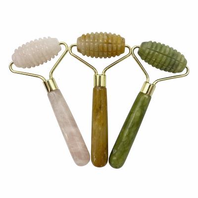 China Single Head Spiked Facial Massage Jade Roller for Anti Aging Face Beauty with 100% Natural Jade Stone and Customized Logo for sale