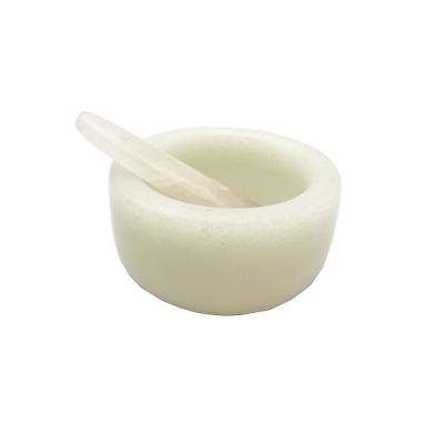 China Technique Polished Natural White Jade Mask Bowl and Spatula Set for Perfect Mask Consistency for sale