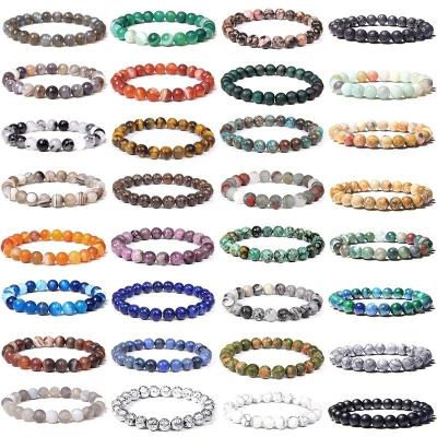 Chine Bracelet de perles de jade naturel pour femmes Améthyste Cristal Quartz Aquamarin Émeraude Bijoux Agate Bracelet élastique pour hommes à vendre