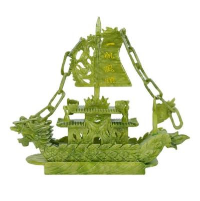 China 27cm Natural Chinese Jade Dragon Boat Craft For Decor OEM ODM Acceptance for sale