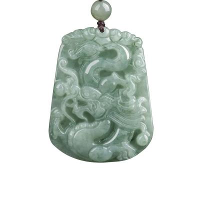 China Unique Design Pendant Necklace Featuring Chinese Traditional Hand-made Jade Flying Lucky Dragon Jadeite for sale