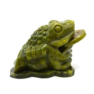 China Wealth-Attracting Green Jade Toad Carving for Financial Success in Fengshui for sale