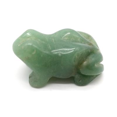 China Technique Hand Carved Green Aventurine Frog Healing Stone Figurine 1.5 Inches for Room Decor and Healing Crystal Display for sale