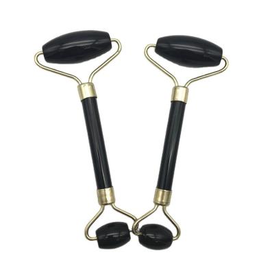 China 2024 Obsidiano Negro Natural Gua Sha Jade Facial Guasha Roller Massager para el Cuidado de la Cara y el Cuello Belleza por Metal de Plata en venta