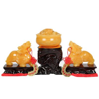 China Store Display Yellow Jade Pixiu Statue Fengshui Gift for Wealth and Prosperity for sale