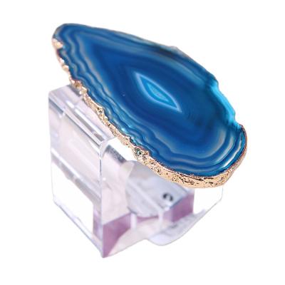 Chine Portable anneau de serviette en forme carrée en cristal en agate naturel pour une table élégante à vendre