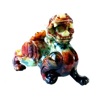 Chine Statue de 22 cm sculptée à la main en Jade Pixiu, statue verte du dragon pour le bonheur et le mal. à vendre