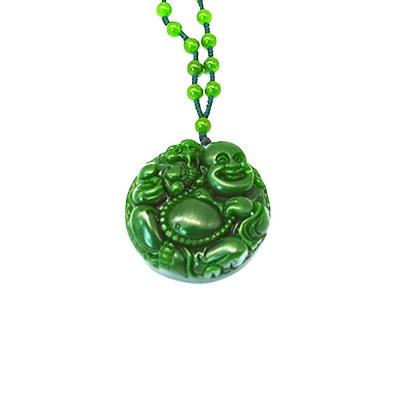 Cina Art Collectible Giada Verde Buddha Guanyin Cristallo con perline Catena di corda Pendente Colletto per Uomini Donne in vendita