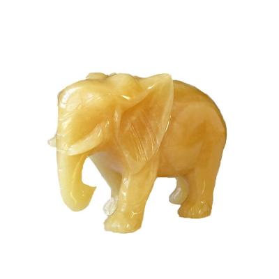 China 18cm Hand Carved Topaz Elephant Stone Statue Crystal Figurine for Home Decoration for sale