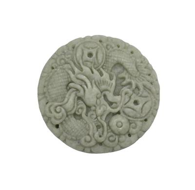 China Traditional Chinese Style Round Burma Emerald Jadeite Jade Stone Dragon Pendant Natural Charm Pendants for Men and Women for sale