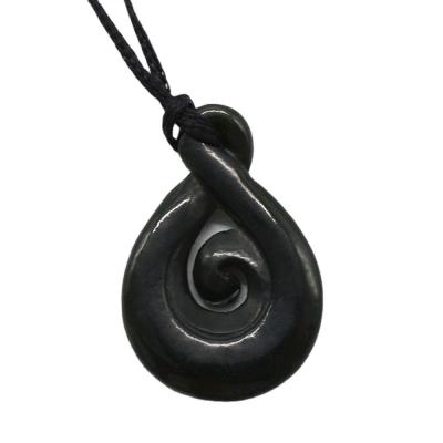 China Carved Chinese Hetian Jade Nephrite Pendant Necklace with Engraved Manaia Talisman and Carving Type Engraving for sale