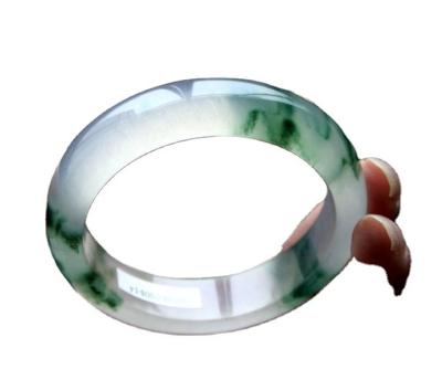 China 50-62mm Outro Pulseira de Jade de Flor Flutuante de Jade de Esmeralda Natural à venda