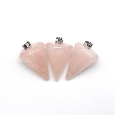 China Pendulo de quartzo rosa de cristal natural para alinhamento de chakras e cura Reiki à venda