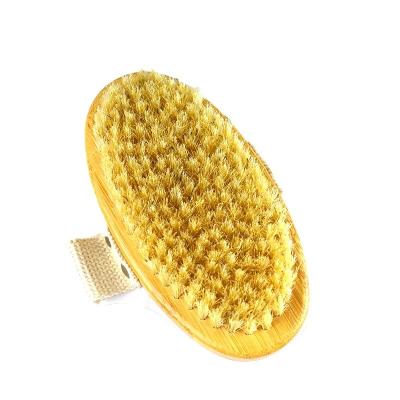 Chine Manche en bois naturel Boar Bristle peau exfoliante Bambou Douche Baignee Brosses à corps sec Brosses à corps Brosses à corps pour nettoyage en profondeur à vendre