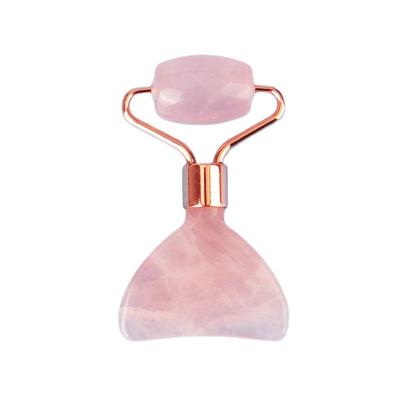 Cina Mini Rose Quartz Jade Roller Eye Skin Care Gua Sha Board Dispositivo di bellezza facciale multifunzionale entro 90 caratteri in vendita