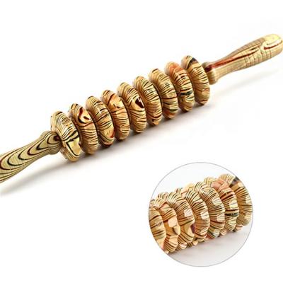 China OEM ODM 38*5.5cm Wooden Abdominal Massage Roller Body Massage Jade Roller for sale