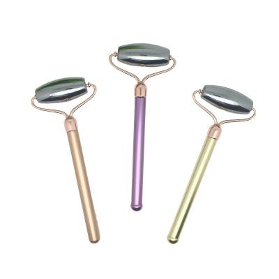 China Silver Terahertz Roller Facial Massage Roller Guasha Welded Smooth Beauty Terahertz Stone Face Jade Roller Gua Sha Terahertz Therapy for sale