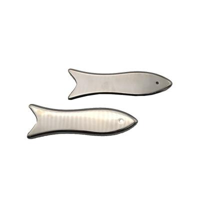 China Fish Shape Stainless Steel Guasha Board Traditional Metal Guasha Massage Tool for Face and Body Healthcare for sale