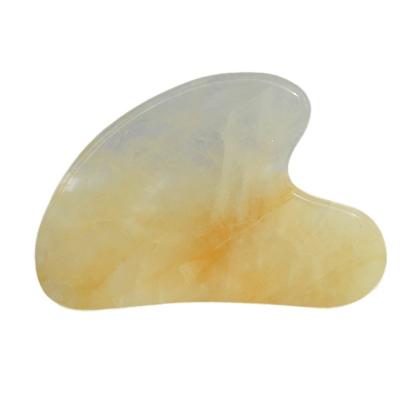 China Natural Heart Shape Yellow Citrine Gua Sha Scraping Board for Facial and Body Massage Instrument for sale