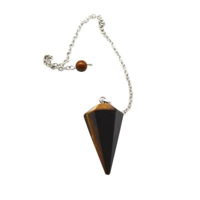 China Exquisite Natural Tiger Eye Chakra Pendulum Crystal Pendant Necklace for Men and Women Bohemian for sale