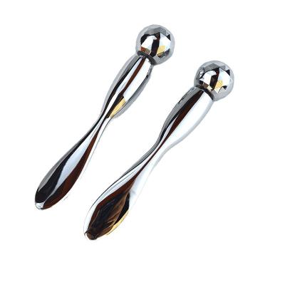 China Silver Stainless Steel Eye Guasha Massage Stick Eye Cream Spoon Metal Ball Beads Eye Massager For Puffiness Skincare 2024 Style for sale