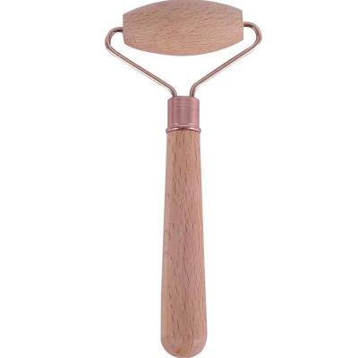 China Brown Beech Wooden Guasha Facial Massager Handheld Muscle Relaxation Massage Roller Gua Sha Wood Therapy Massage Tools for sale