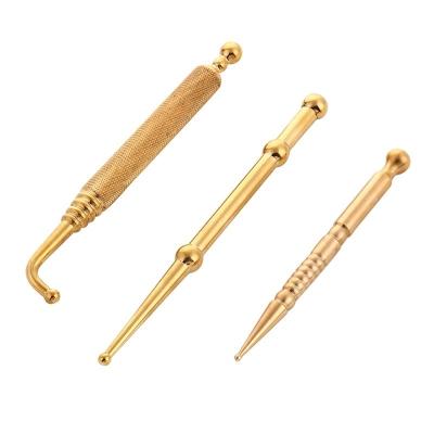 China Massage Tools Gold/Silver Double Head Pen Copper Ear and Body Point Probe Acupoint Brass Search Facial Reflexology Pen for sale