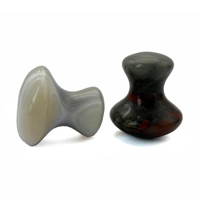 China 2024 Blood Stone Grey Agate Jade Stone Gua Sha Mushroom Massage Stone for Reducing Fine Lines on Face Neck Body for sale