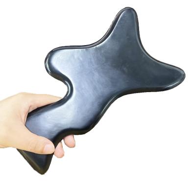 China Body Care Products Gua Sha Board Logo Support custom Custom Logo Polygonal Black Bianstone Jade Massage Tool for sale