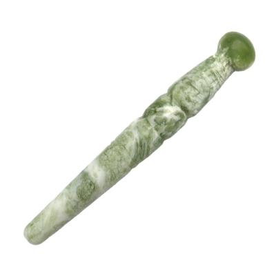 China Gua Sha Massage Point Acupressure Guasha Massager Sticker Hand Made Natural Green Jade Massage Stick For Foot Properties for sale