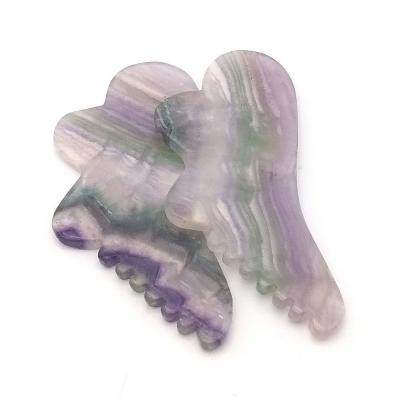 China Cuidado personal de la salud 95 * 45mm colorido de fluorito Gua Sha para masaje de la piel de la cara y el cuerpo herramienta para tratamiento de acupuntura SPA en venta