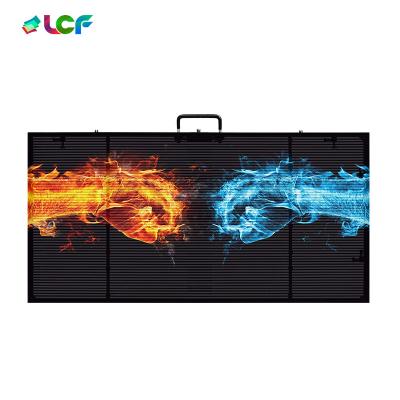 China P3.91-7.81 indoor outdoor transparent led display for indoor commercial advertising and rental events 500*125mm for sale