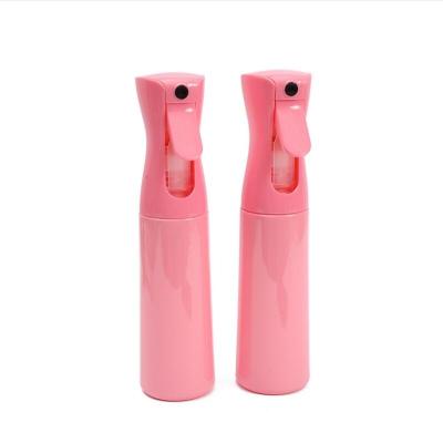 China Pink 300ml Cosmetic Empty High Pressure Hair Salon Continuous Mist Spray Long Bottle for sale