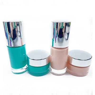 China 20ml 30ml 40ml 50ml 60ml 80ml 100ml 120ml Round Shape Perfume Lotion Cosmetic Pump Cover Cosmetic Silvery Head Cover Glass Bottle for sale