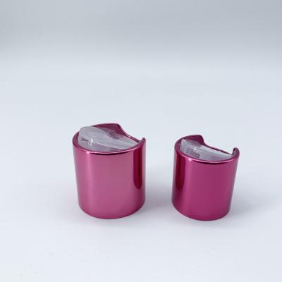 China Non Spill PP Clear And Brushed Purple Disc Shell 24-410 Top Cap Without Aluminum Smooth Skirt Lining for sale