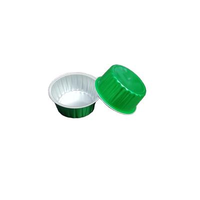 China Colorful Shiny Bakey Aluminum Foil Square Mini Cake Cup With Plastic Lids for sale