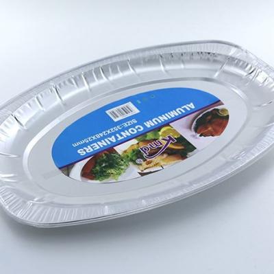 China Food Disposable Aluminum Food Serving 14inch Oval Aluminum Foil Dishes for sale