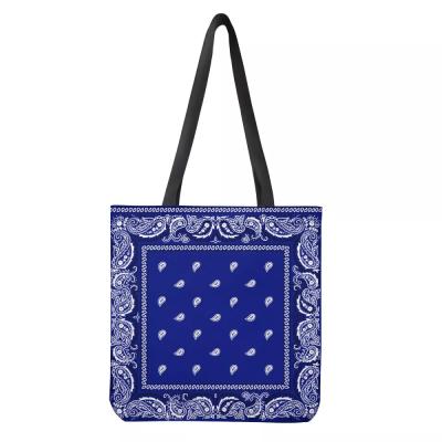 China 1 MOQ 2021 Breathable Cloth Tote Bag For Women Bandana Print Eco Female Reusable Cloth Handbags Shopping Bag Casual Student Book Bags for sale