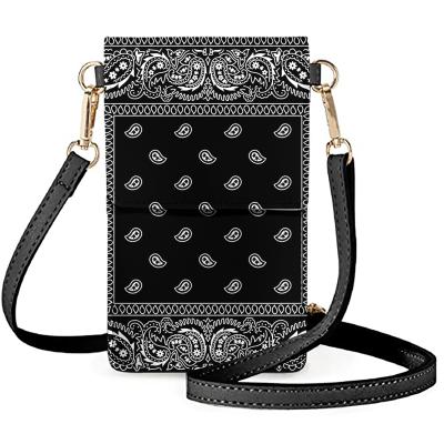 China MOQ1 Fashion Mobile Phone Bags Women Cross - Body Mini Girls Mobile Phone Bag Wallet Bandana Printing Bags and Cases for sale