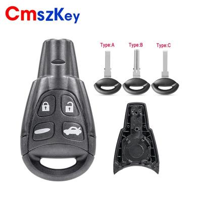 China ABS+Metal For Saab 93 95 9-3 9-5 WF 4 Button Remote Key Shell Case With Uncut Key FOB Blade for sale