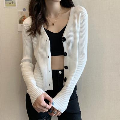 China Women's Breathable Spring Autumn Cardigan Long Sleeve Sweater, Knit Cardigan Casual Open Front With Big Buttons for sale