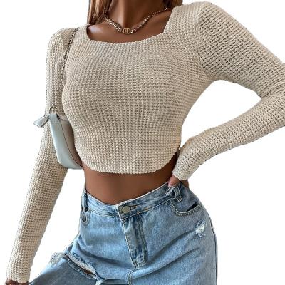 China Breathable Women Spring Knit Cardigan , Pointelle Cropped Women Sweater Top Pullover for sale