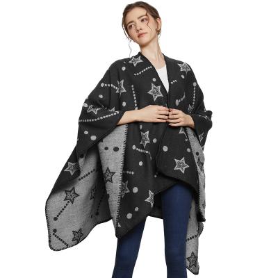 China Amazon Exquisite Hot Sale Women's Shawl Wrap, Star Pattern Scarf Winter Shawl For Women Open Front Poncho Cardigan Blanket Cape Shawl for sale