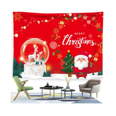 China New Christmas Tree Background Cloth Decoration Glowing Sitting Blanket Tapestry Simple Christmas Tapestry And Gifts Santa Claus Bells for sale