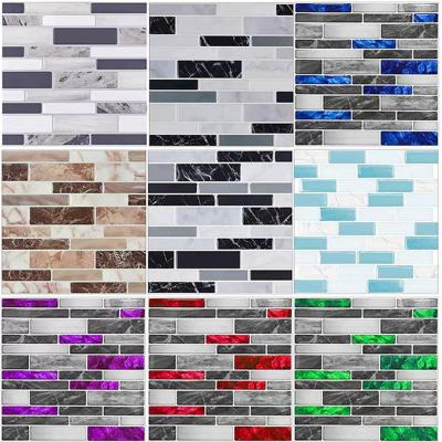 China Decorative Sticker PVC Backsplash Tile For Kitchen Peel And Stick - Marble White Embellished With Black Wall Stickers for sale