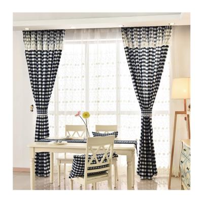 China Wholesale Cotton Lace Solid Blackout Ramie Curtains Ready To Make White And Black Kitchen Window for sale