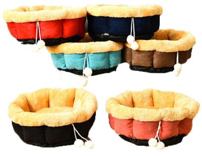 China Sustainable Plush Pet Kennel Round Arctic Velvet Deep Sleep Kennel Warm Cat Bed for sale